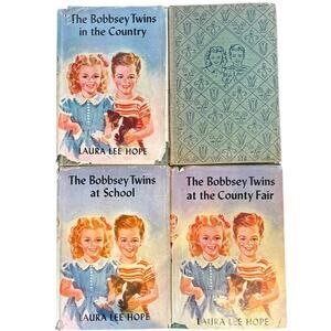 Vintage Set of 4 Bobbsey Twins Books by Laura Lee Hope (1940-1950), HCDJ -READ
